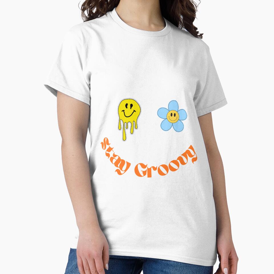Stay Groovy – 70s Flower Power Tee by Lyealy-alayed