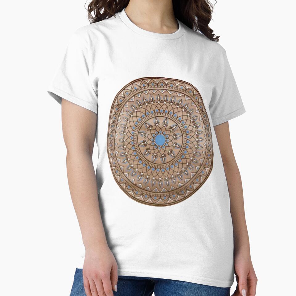 Hand Drawn Brown And Blue Mandala by Zedart