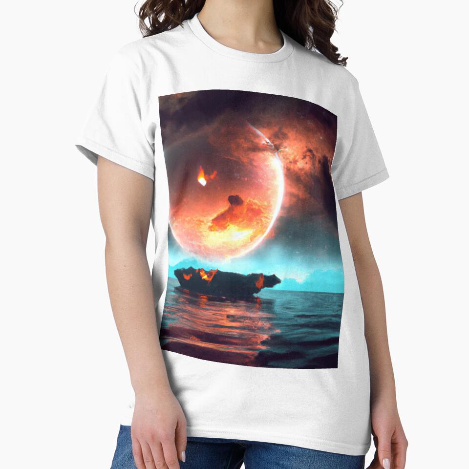 Boat Ride Through a Burning Universe - Serene Night on the Cosmic Ocean by WBP Mart