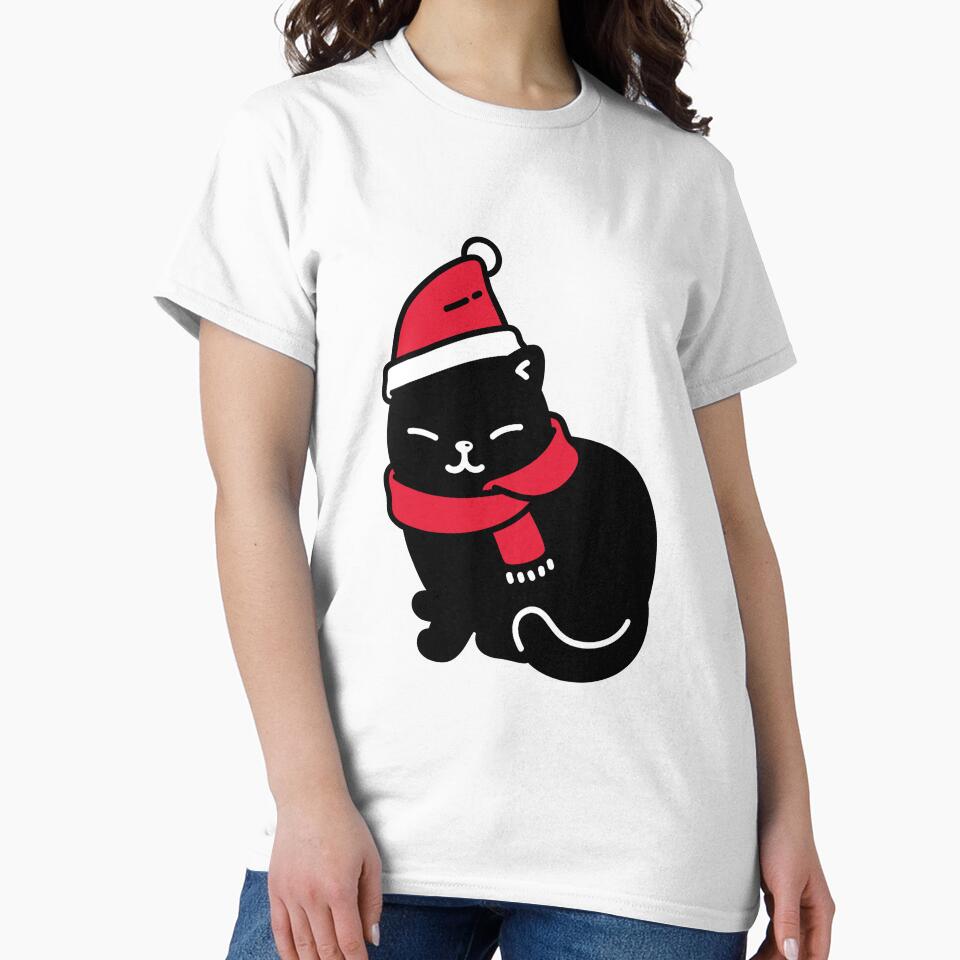Copy of Santa Black Cat Tangled Up In Christmas Tree Lights Holiday by Miumed