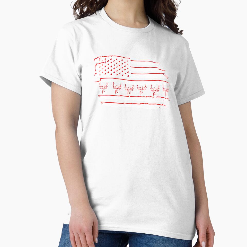 American Flag with one row of deer heads with antlers combi by hadleydesigns