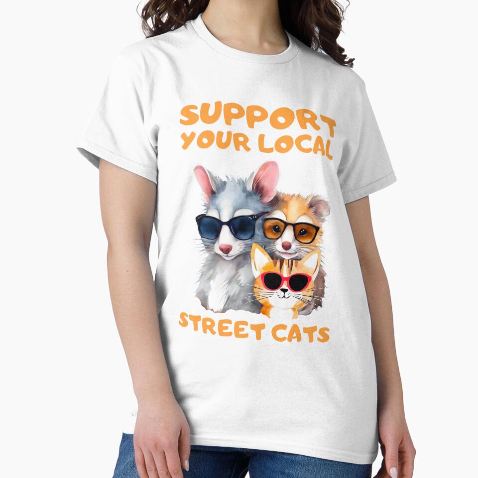 Support Your Local Street Cats Funny  Raccoon, Opossum, Cat by FurrFunPrints