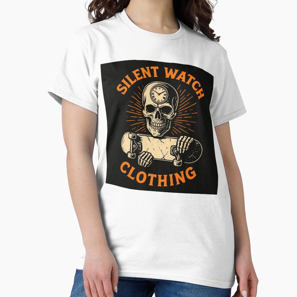 Silent Watch Clothing Skull Skateboard Logo by Silent Watch Threads.