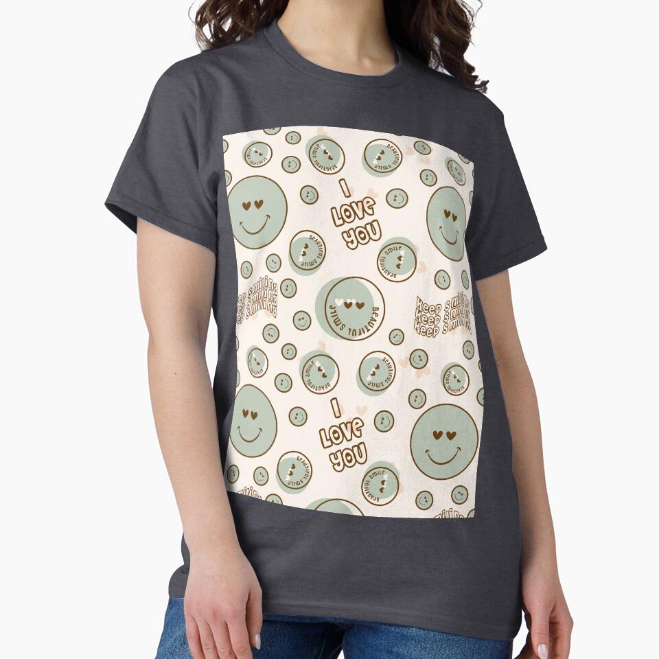 Cute smiley print - Sage Green by RSDigitalPrintDesign