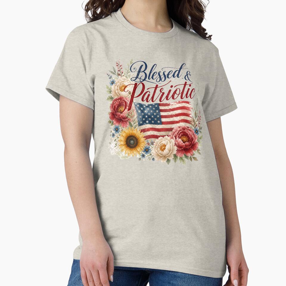 Blessed Patriotic Boho Floral America 250 July 4th by VectorJoy
