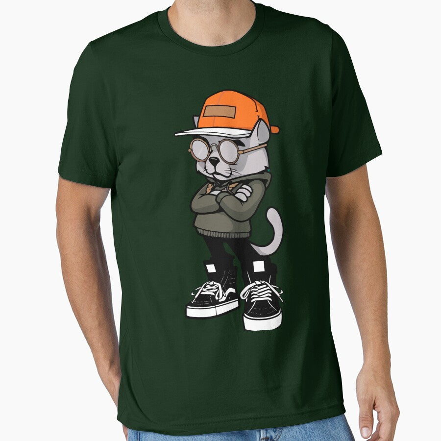 Badass Cat in sneakers, cap and hoodie by Nick Krav