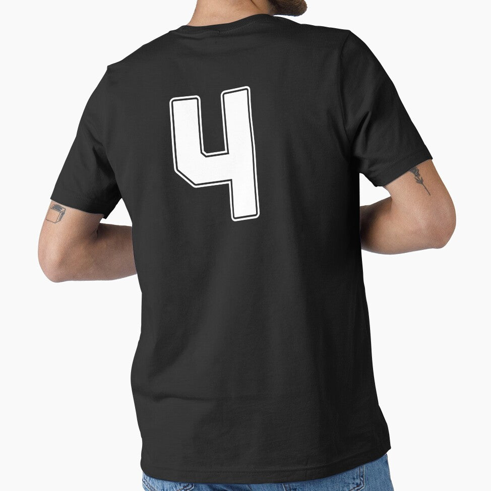 Jersey Number 4 / Player Shirt Number Four (White with White Outline) by STUDIO-72