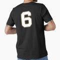 Jersey Number 6 / Player Shirt Number Six (White with Gold Outline) by STUDIO-72