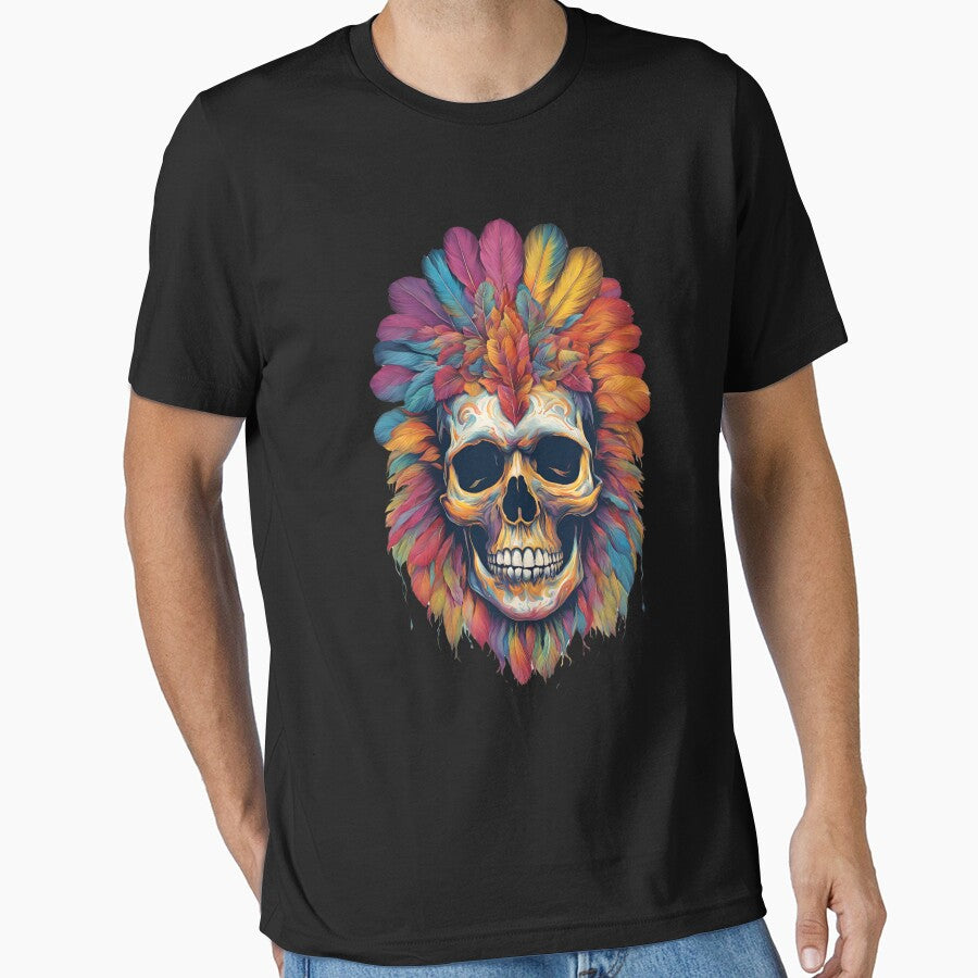 Halloween Colorful Skull in a plume of Colorful Feathers by KolorellaS