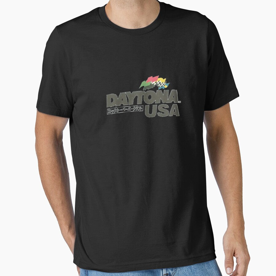 Daytona USA Retro Logo Sega Classic T-Shirt by Hibaeeb