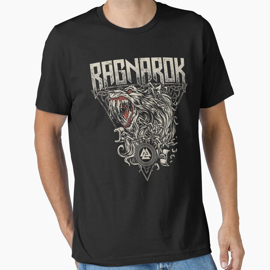 Fenrir Ragnarok Norse Viking Wolf Valknut Knotwork Mythology by BluePagan