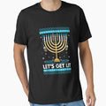 Let's Get Lit Menorah Christmas Hanukkah Jewish Ugly Sweater T-Shirt by jeanachrpl1