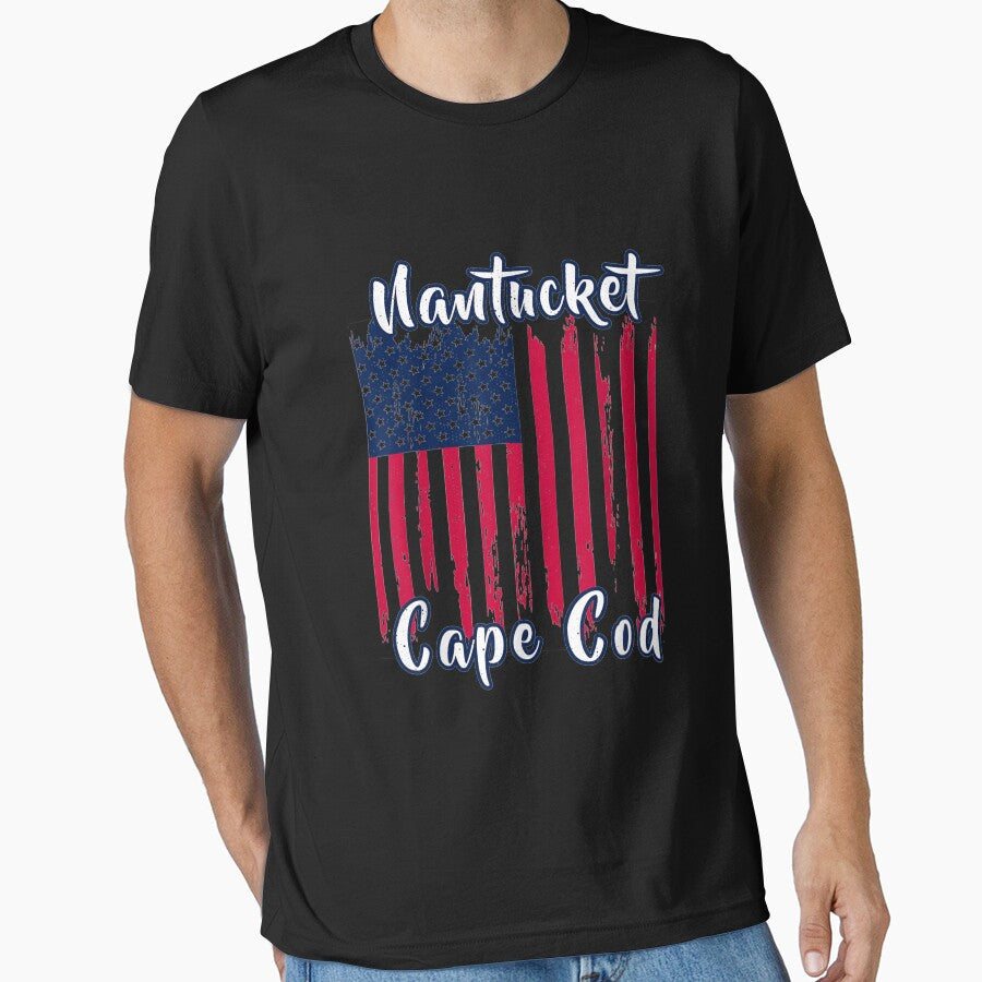 Distressed Nantucket Summer Vacation Patriotic American Flag by coraclr