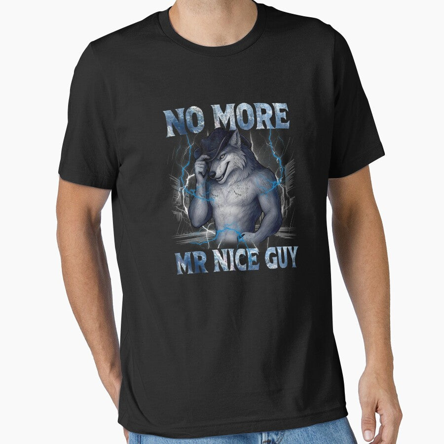 No More Mr Nice Guy Funny Alpha Wolf Meme Unhinged Brainrot by mjohnson9 Unisex , , , Long Sleeve Tee