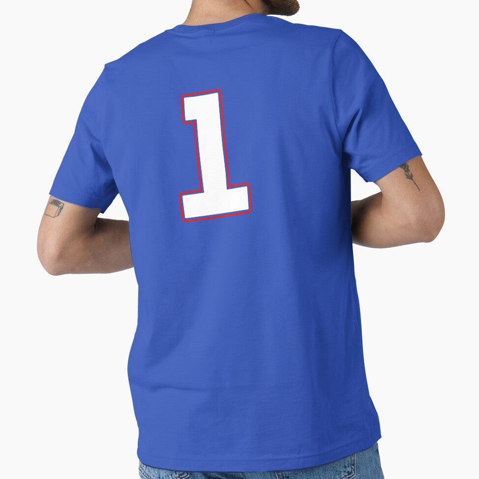 Jersey Number 1 / Player Shirt Number One (White with Red Outline) by STUDIO-72