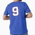 Jersey Number 9 / Player Shirt Number Nine (White with Red Outline) by STUDIO-72