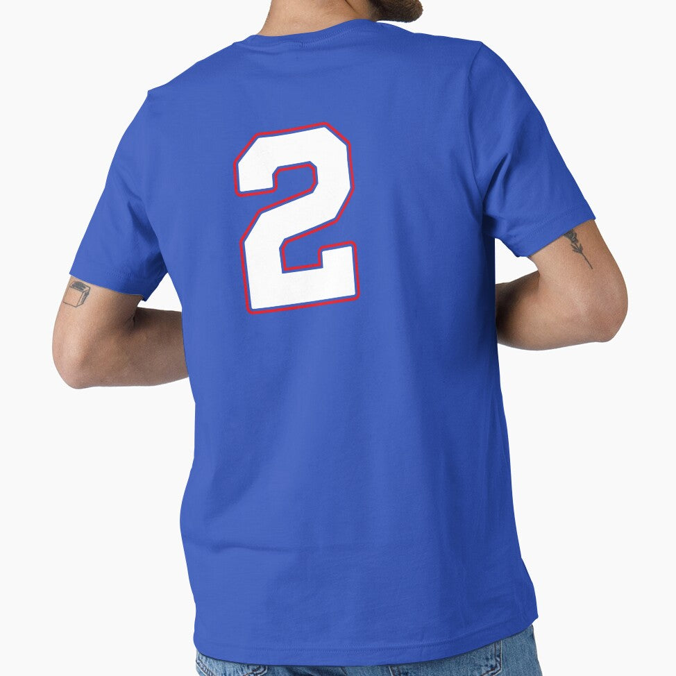 Jersey Number 2 / Player Shirt Number Two (White with Red Outline) by STUDIO-72