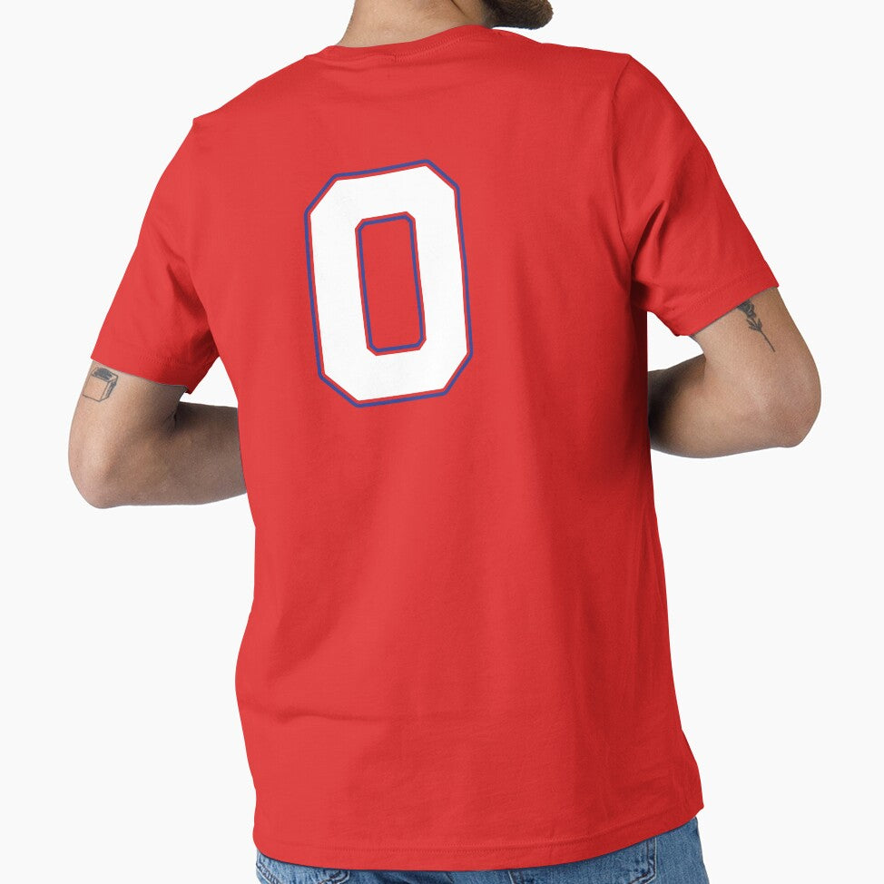 Jersey Number 0 / Player Shirt Number Zero (White with Blue Outline) by STUDIO-72