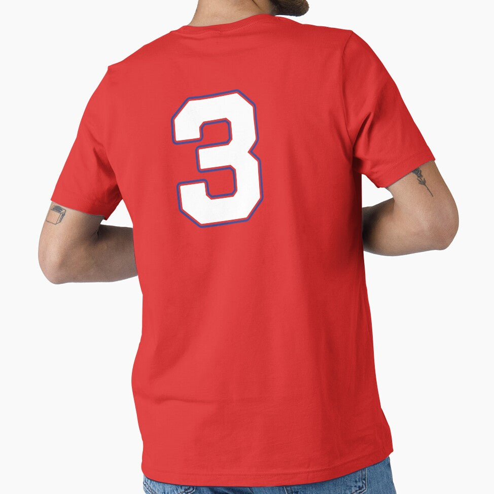 Jersey Number 3 / Player Shirt Number Three (White with Blue Outline) by STUDIO-72