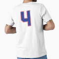 Jersey Number 4 / Player Shirt Number Four (Blue with Red Outline) by STUDIO-72