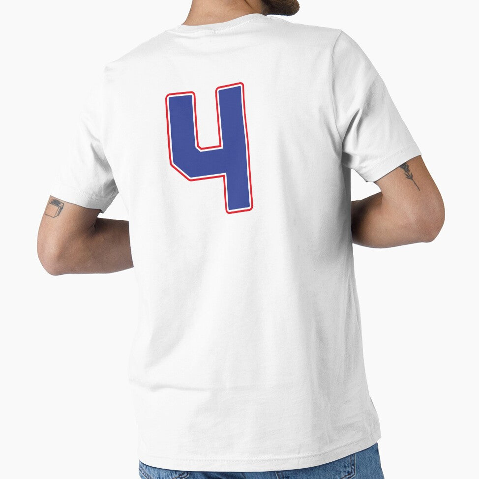 Jersey Number 4 / Player Shirt Number Four (Blue with Red Outline) by STUDIO-72