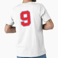 Jersey Number 9 / Player Shirt Number Nine (Red with Blue Outline) by STUDIO-72