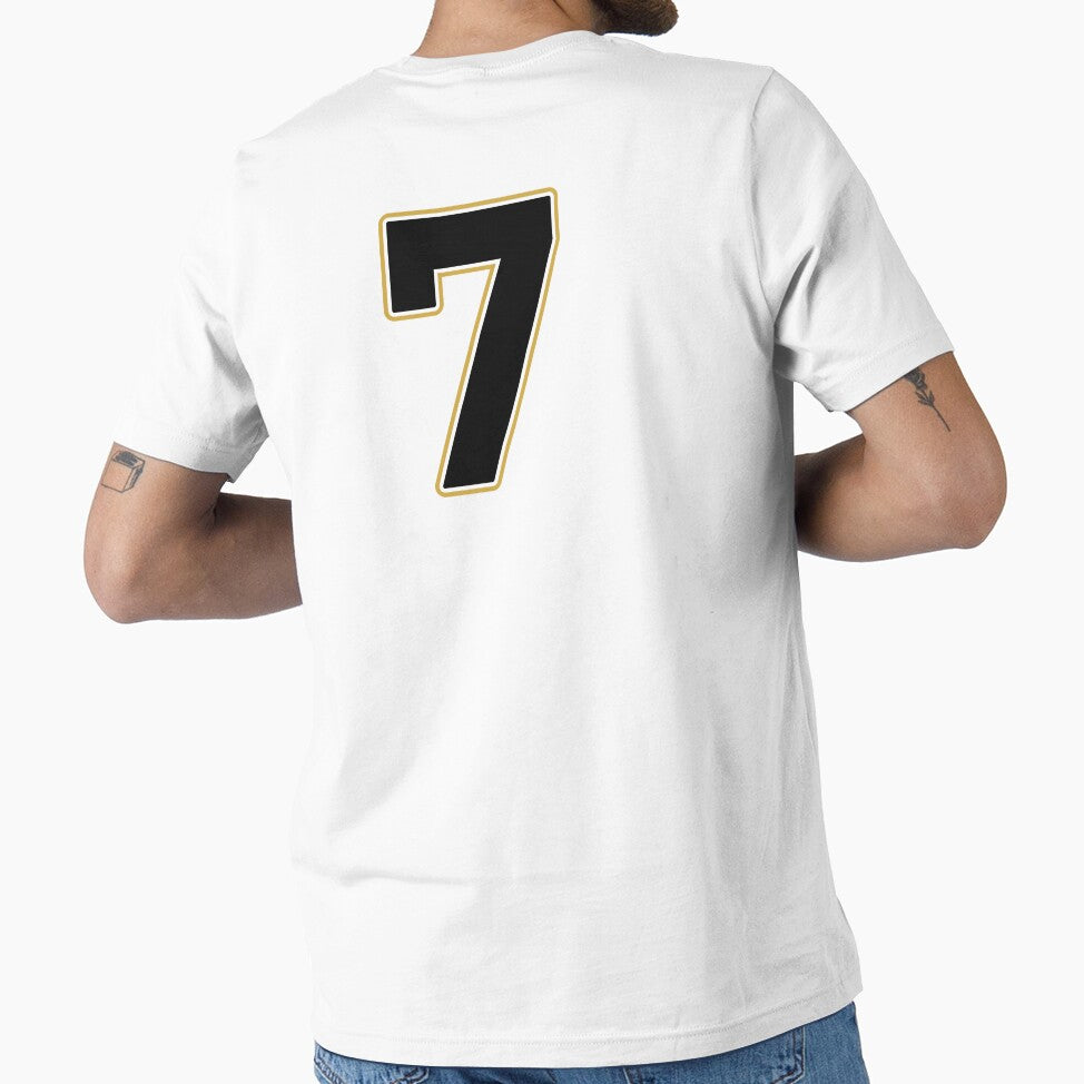 Jersey Number 7 / Player Shirt Number Seven (Black with Gold Outline) by STUDIO-72