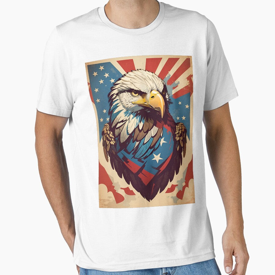 Vintage Patriot's Soar - Retro Patriotic Eagle Art by pizzaboyin