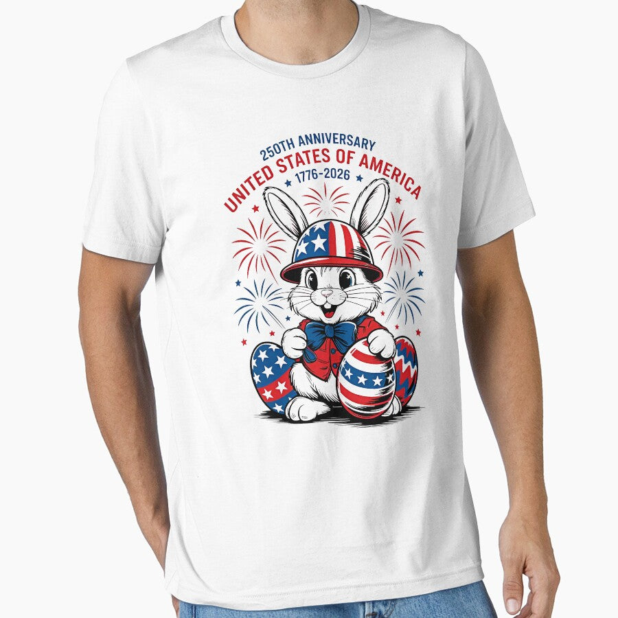 Patriotic Bunny Shirt, USA 250th Anniversary Celebration by MutzelArts