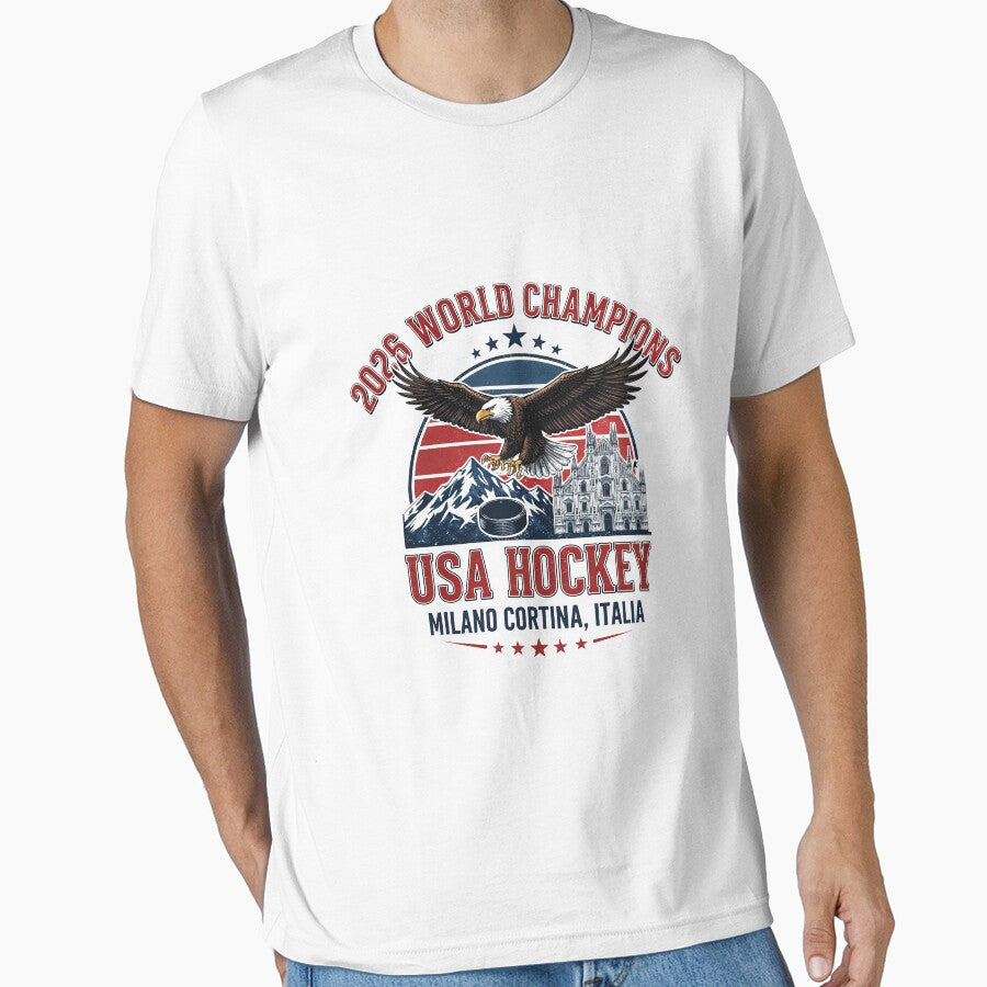 USA Hockey 2026 World Champs Milano Cortina Italia Vintage Retro by HeatherCWolf