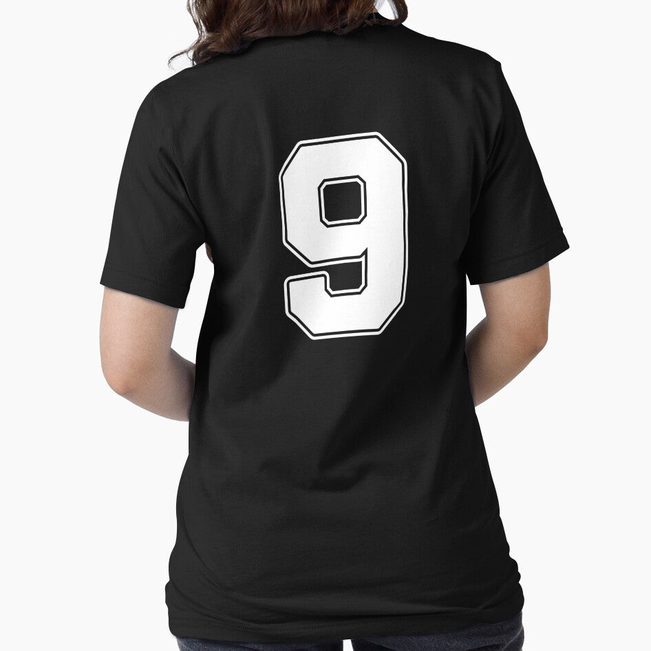 Jersey Number 9 / Player Shirt Number Nine (White with White Outline) by STUDIO-72