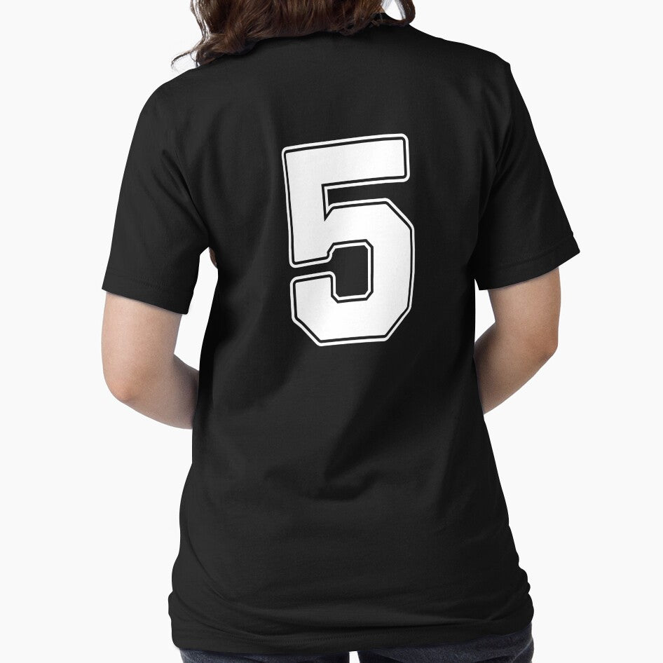 Jersey Number 5 / Player Shirt Number Five (White with White Outline) by STUDIO-72