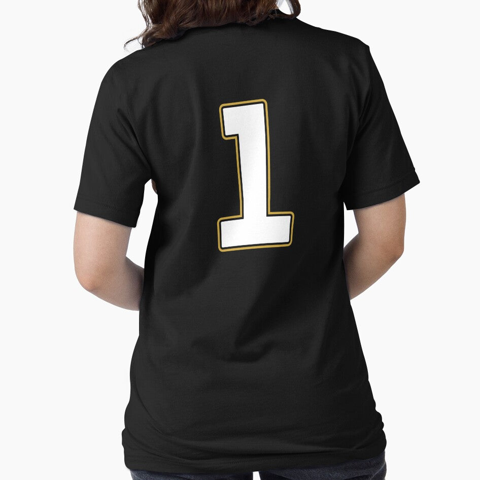 Jersey Number 1 / Player Shirt Number One (White with Gold Outline) by STUDIO-72