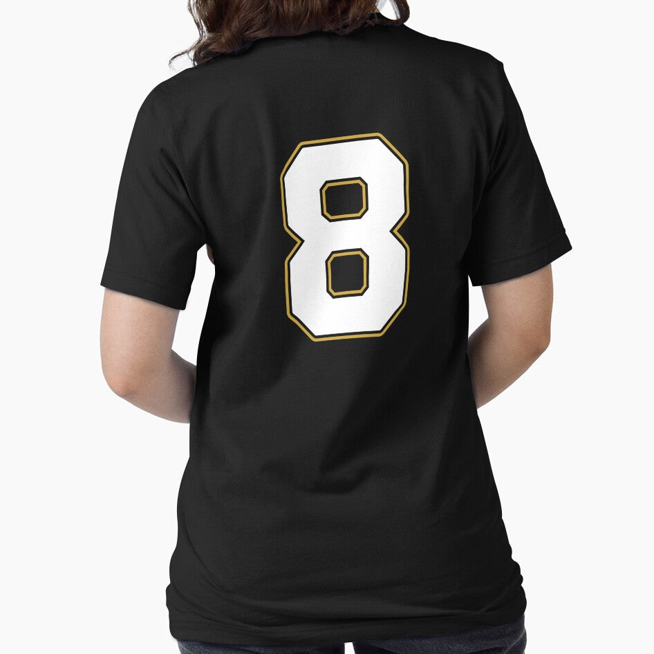 Jersey Number 8 / Player Shirt Number Eight (White with Gold Outline) by STUDIO-72