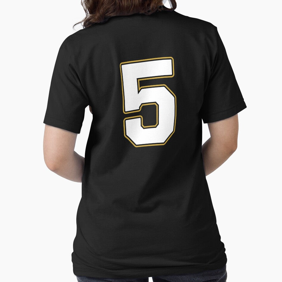 Jersey Number 5 / Player Shirt Number Five (White with Gold Outline) by STUDIO-72