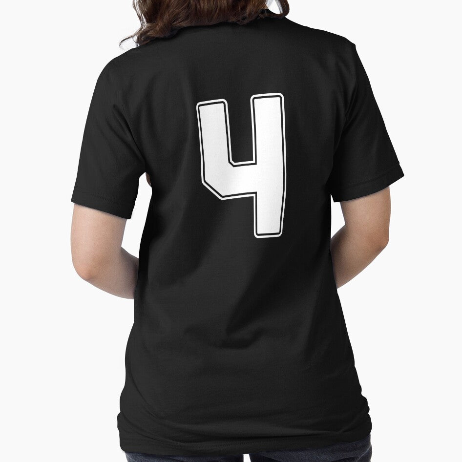 Jersey Number 4 / Player Shirt Number Four (White with White Outline) by STUDIO-72