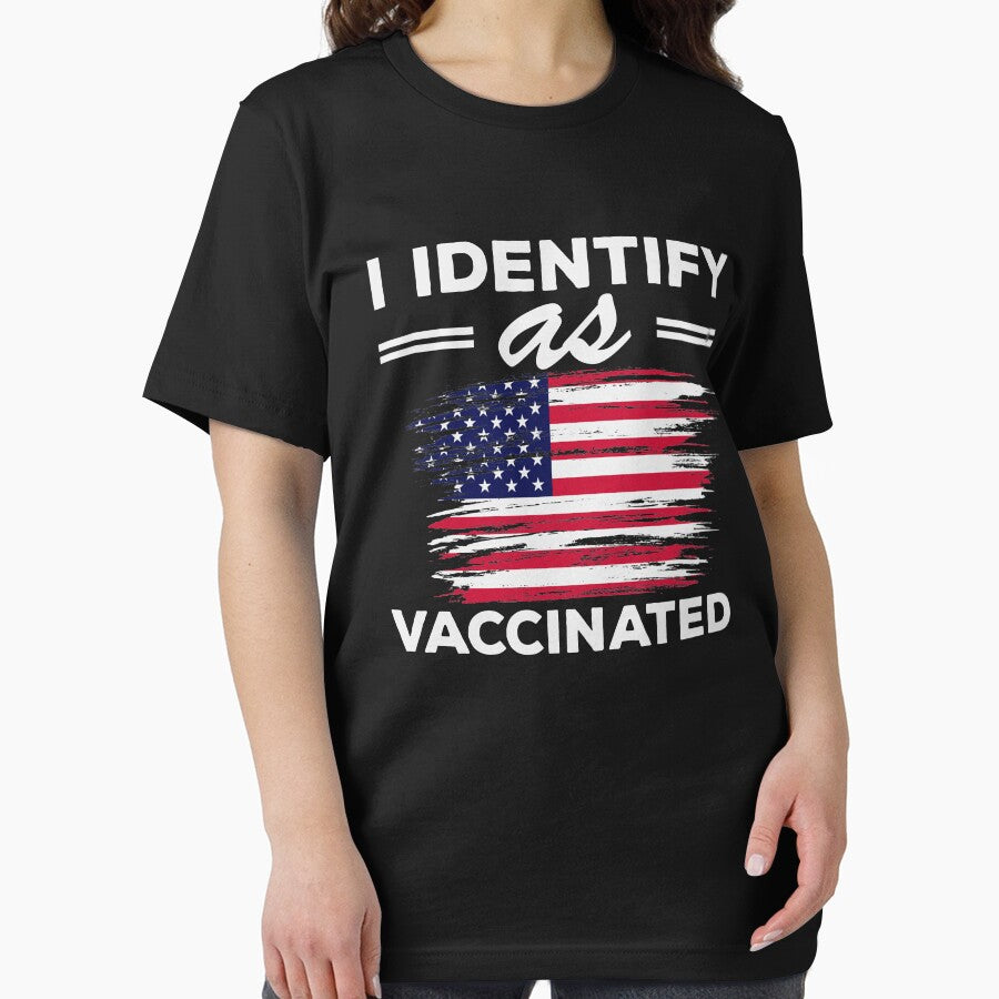 I Identify As Vaccinated Distressed USA Flag Patriotic by LAXIR