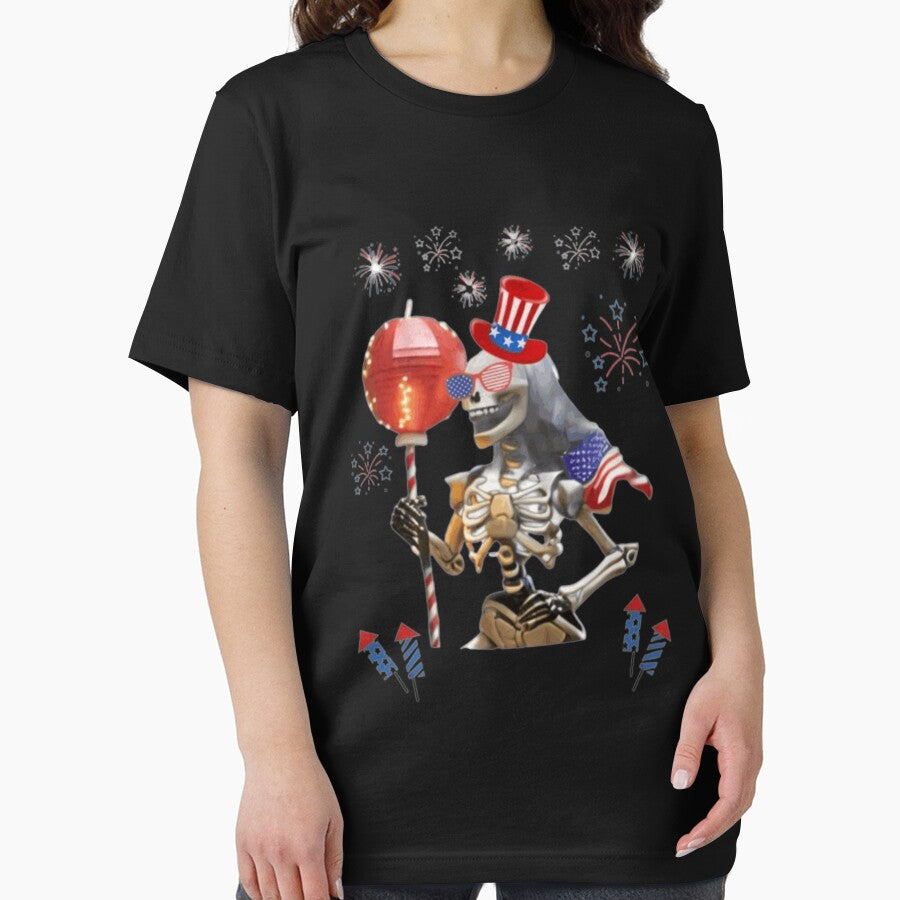 the skeleton celebrates the 4th of july American Flag by LoloZta