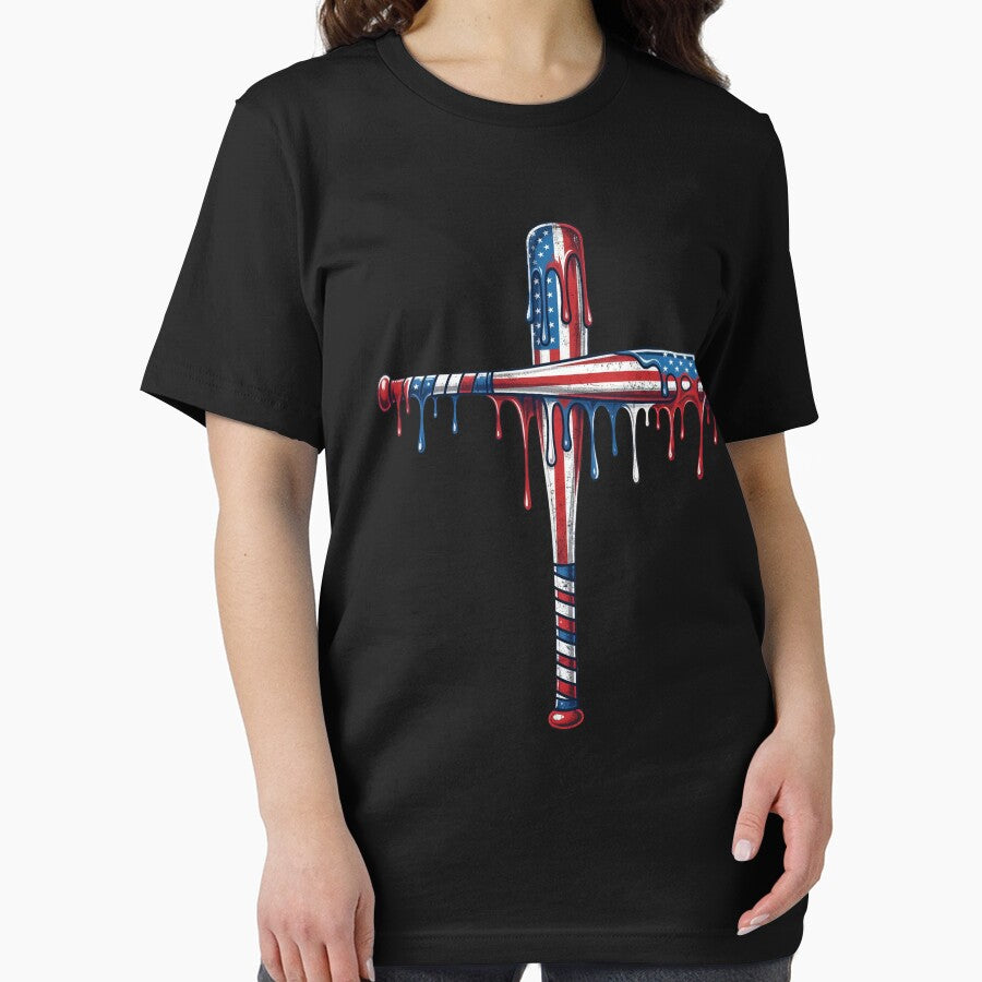 Patriotic Baseball Christian Bat Cross by KIROSALS