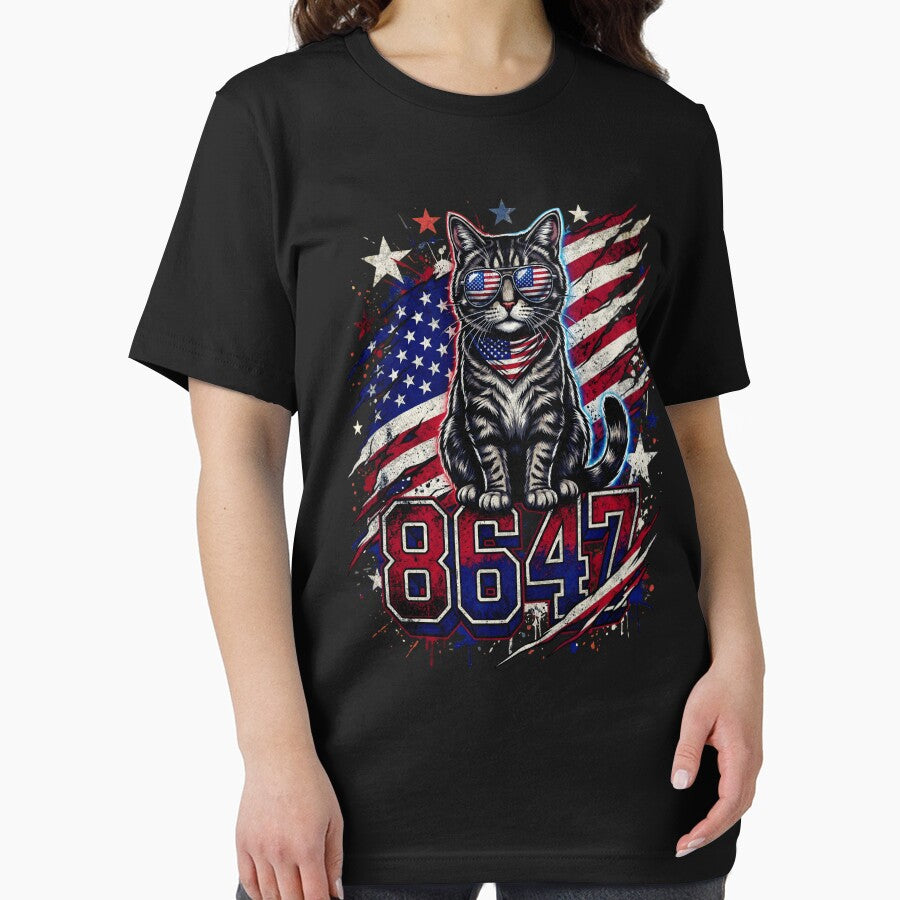Patriotic Cat 8647 American Flag Vintage Freedom Vibes by FreshVibe Prints