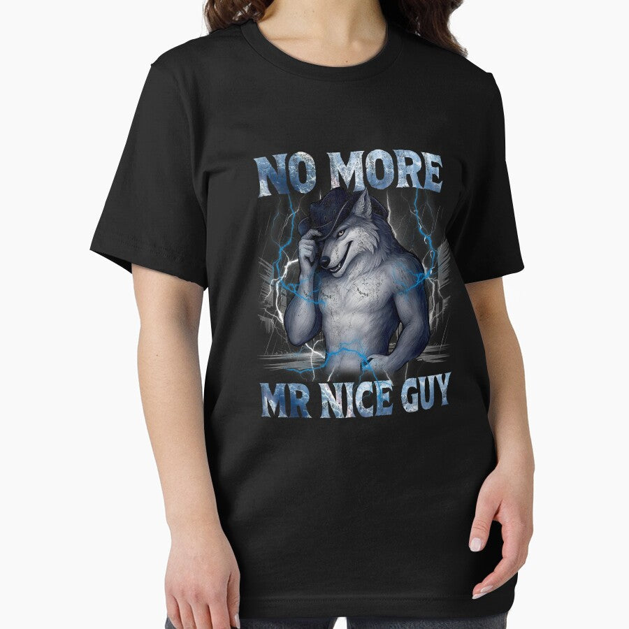 No More Mr Nice Guy Funny Alpha Wolf Meme Unhinged Brainrot by mjohnson9 Unisex , , , Long Sleeve Tee