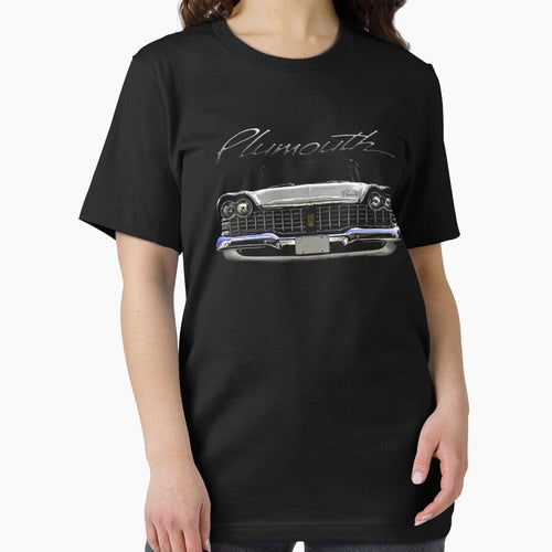 1959 Plymouth Front White Classic Guys  Unisex Tee Team T-Shirts New Style Shirt For Girls Unique T-Shirts Print On Demand by kreisonlyny