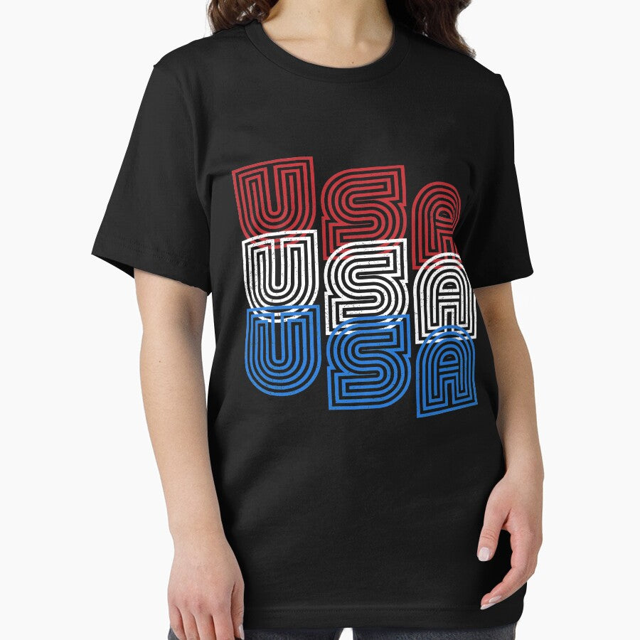 USA Retro Distressed Seventies Logo Red White Blue by SayAhh