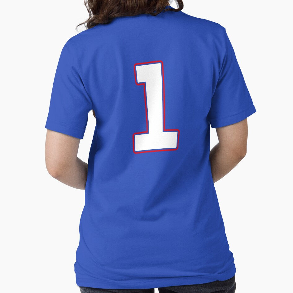 Jersey Number 1 / Player Shirt Number One (White with Red Outline) by STUDIO-72
