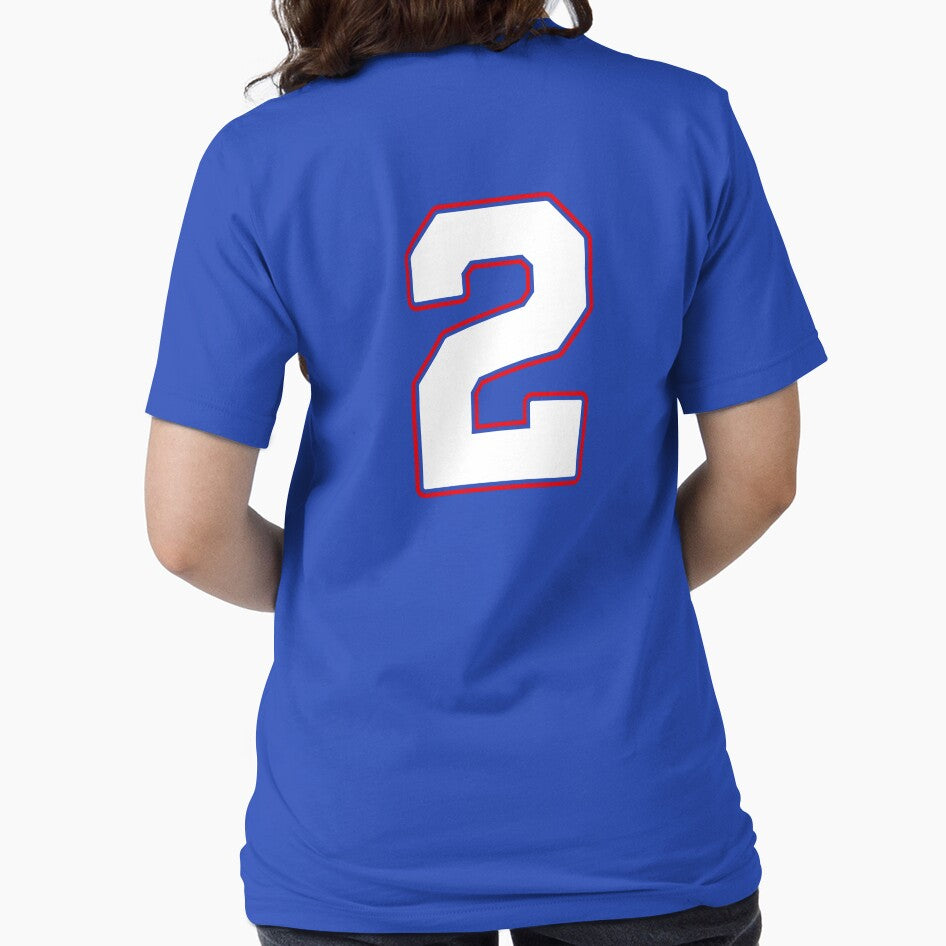 Jersey Number 2 / Player Shirt Number Two (White with Red Outline) by STUDIO-72