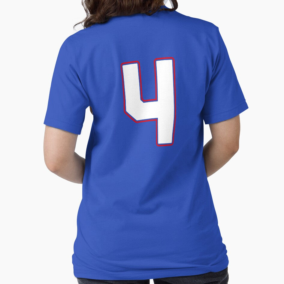 Jersey Number 4 / Player Shirt Number Four (White with Red Outline) by STUDIO-72