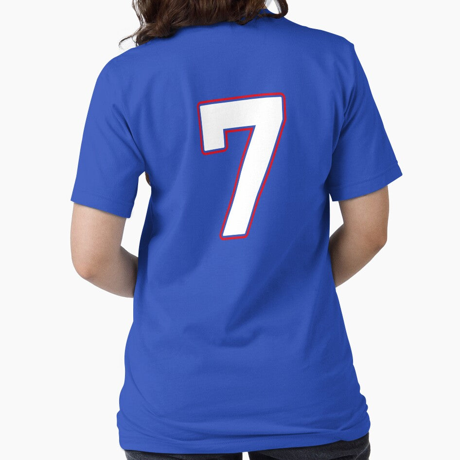 Jersey Number 7 / Player Shirt Number Seven (White with Red Outline) by STUDIO-72