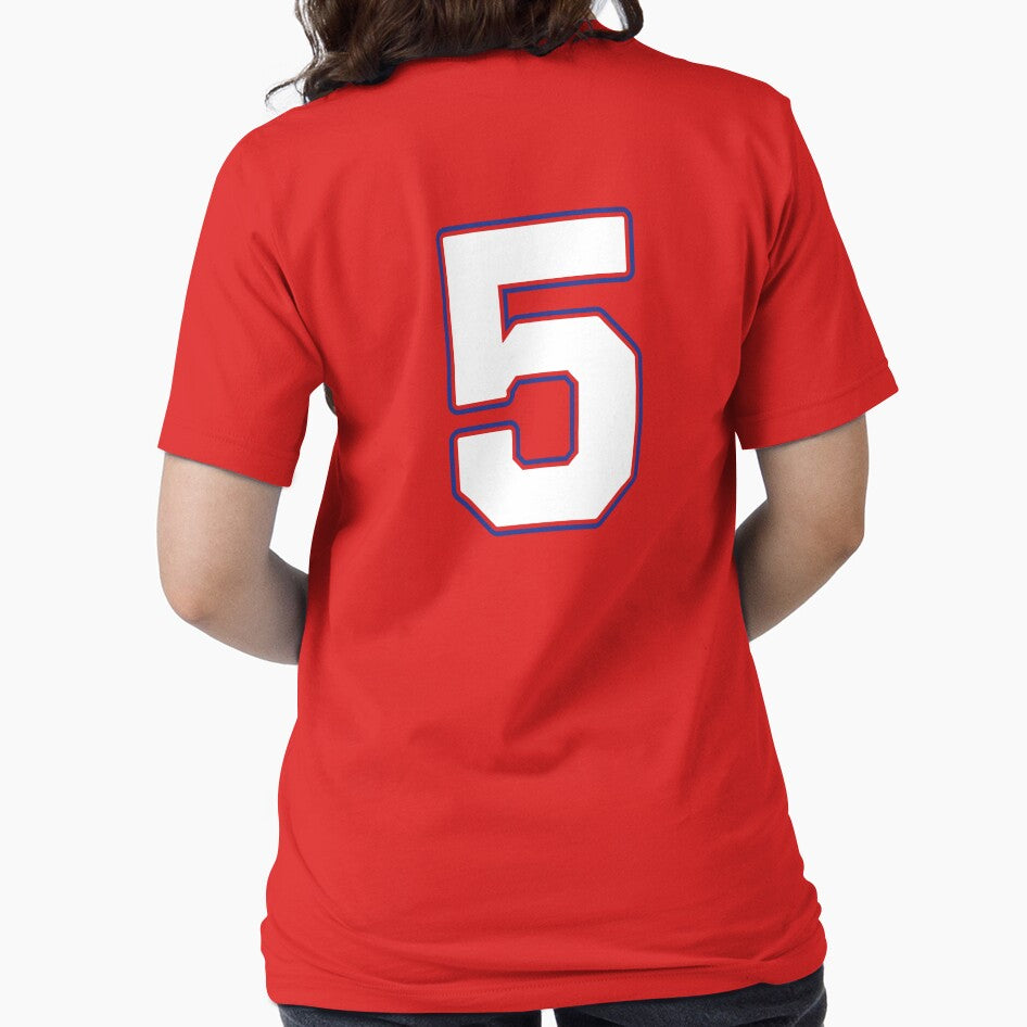 Jersey Number 5 / Player Shirt Number Five (White with Blue Outline) by STUDIO-72
