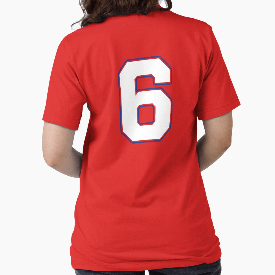 Jersey Number 6 / Player Shirt Number Six (White with Blue Outline) by STUDIO-72