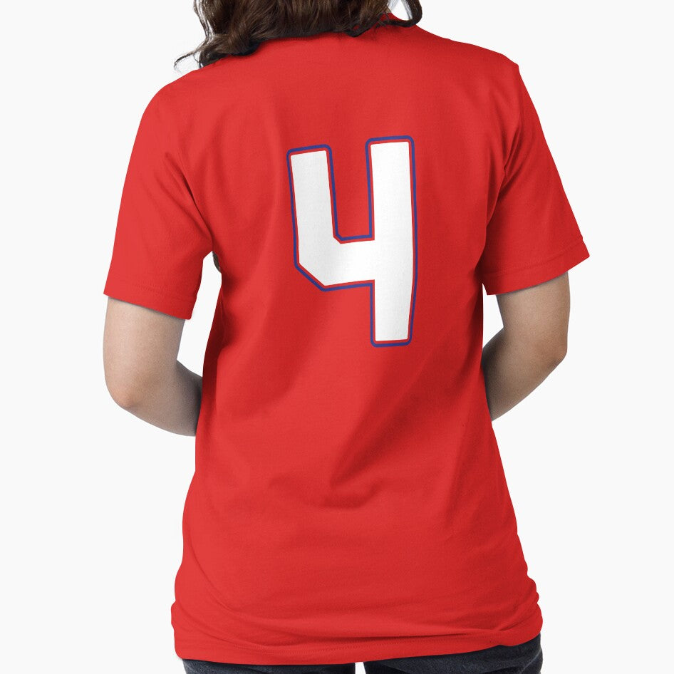 Jersey Number 4 / Player Shirt Number Four (White with Blue Outline) by STUDIO-72